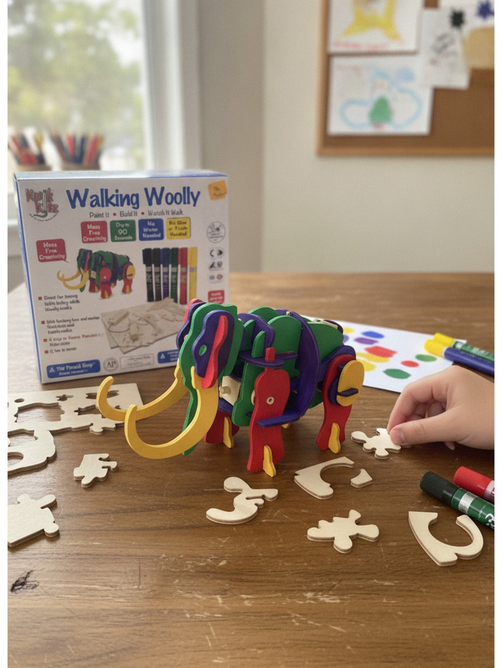 Kwik Kitz Walking Woolly 3D Woolly Mammoth Puzzle and Paint Kit -Educational Toy